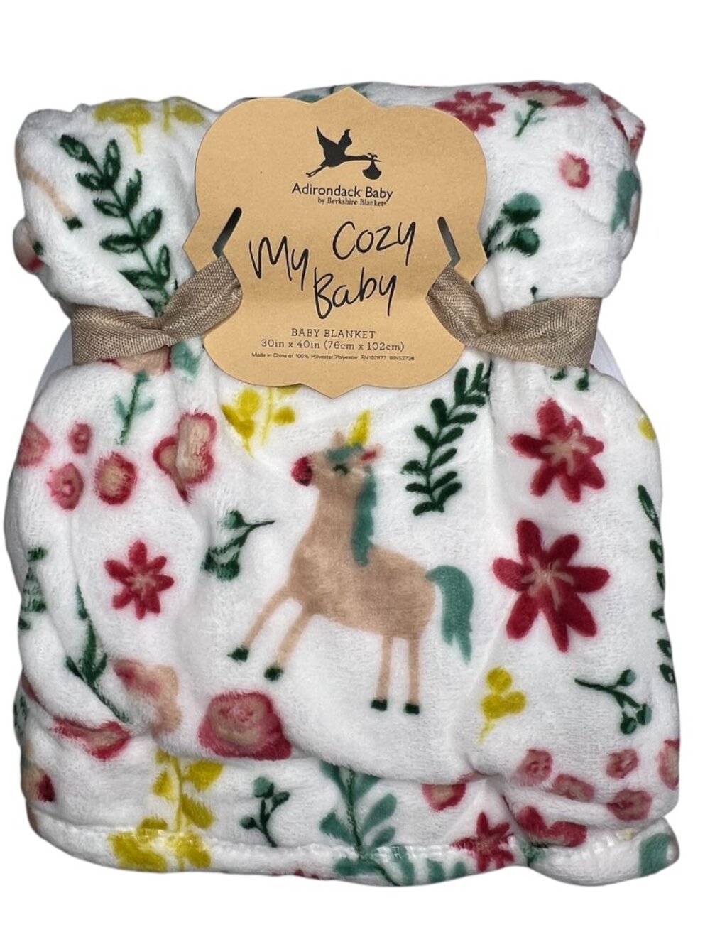 NWT Floral Botanical Flowers Unicorns Plush Baby Blanket Multicolor Berkshire - Picture 6 of 8